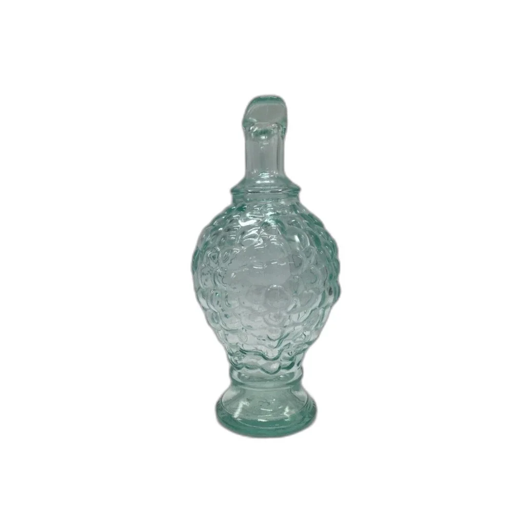 Vintage Pinord Green Glass Embossed Grape Decanter Bottle Carafe Cruet Italy